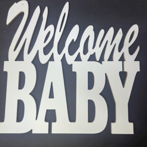 שלט Welcome BABY מעץ צבע לבן x1