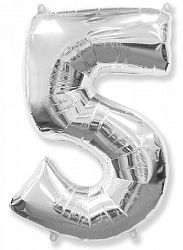 7 inch Number 5 Silver ספרה כסף x2