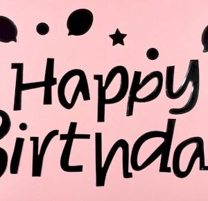 Black stiker Happy Birthday מדבקה שחור x1