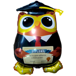 24" Graduation Owl Foil Balloon with Diploma ינשוף סיום לימודים עם תעודה x1