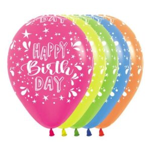 RSp12 Sempertex /200 Neon Assorted  HAPPY BIRTHDAY מעורב זוהר x12