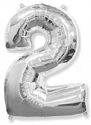 7 inch Number 2 Silver ספרה כסף x2