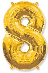 7 inch Number 8 Gold ספרה זהב x2