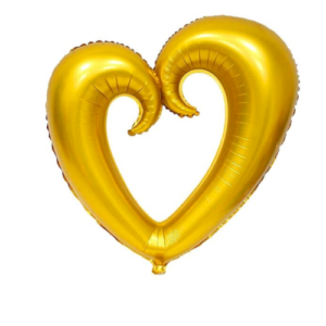 MH34 Big hole gold heart - לב זהב גדול עם חור  חלול x1