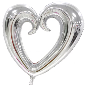 MH34 Big hole silver heart - לב כסוף גדול עם חור חלול x1