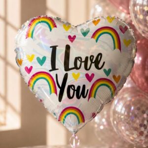 M18 I Love you מיילר לב עם קשתות בענן bp x1