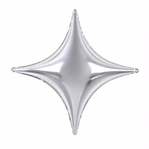 MS18 Silver 4 pointed star כוכב כסף 4 קצוות (לא מתאים להליום) x1