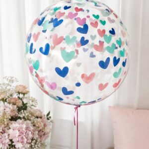 CB24 Bobo balloon Printed hearts balloon  בלון בובו עם הדפסה לבבות x1